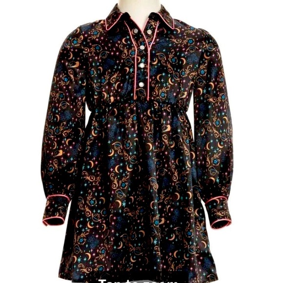 WRANGLER GIRL’S BLACK SHIMMER MOON Long Sleeve Western Dress Size Medium - Picture 1 of 6
